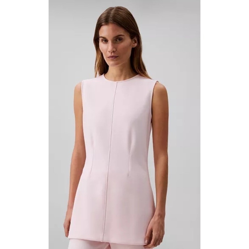 Calvin Klein Blush Pink Sleeveless Tunic Top Tailored Knit Size Large NWT